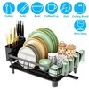 NewHome "Multi-Functional Dish Drying Rack with Drain Board & Utensil Holder - Perfect Kitchen Organizer!" Black - 4 of 4