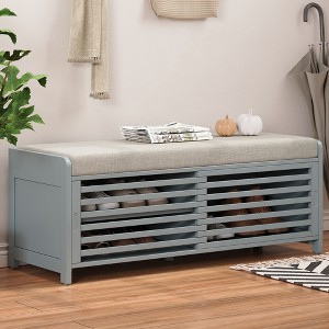 XIYUYEU Shoe Rack Storage Bench Distressed Shutter with Acacia Veneer - 1 of 4