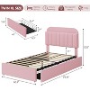 Bed Frame with Storage Fabric Upholstered Headboard, Upholstered Platform Bed with 2 Drawers and Bookcase, No Box Spring Needed,for Small Space - 2 of 4