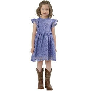 2Bunnies Lace Pom Pom Trim Girl Dress - 1 of 4