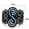 Slickblue Women’s Black Ring, Swirl Band Design, Sea Blue Synthetic Crystals, IP Stainless Steel, Sizes 5-10 - 2 of 4