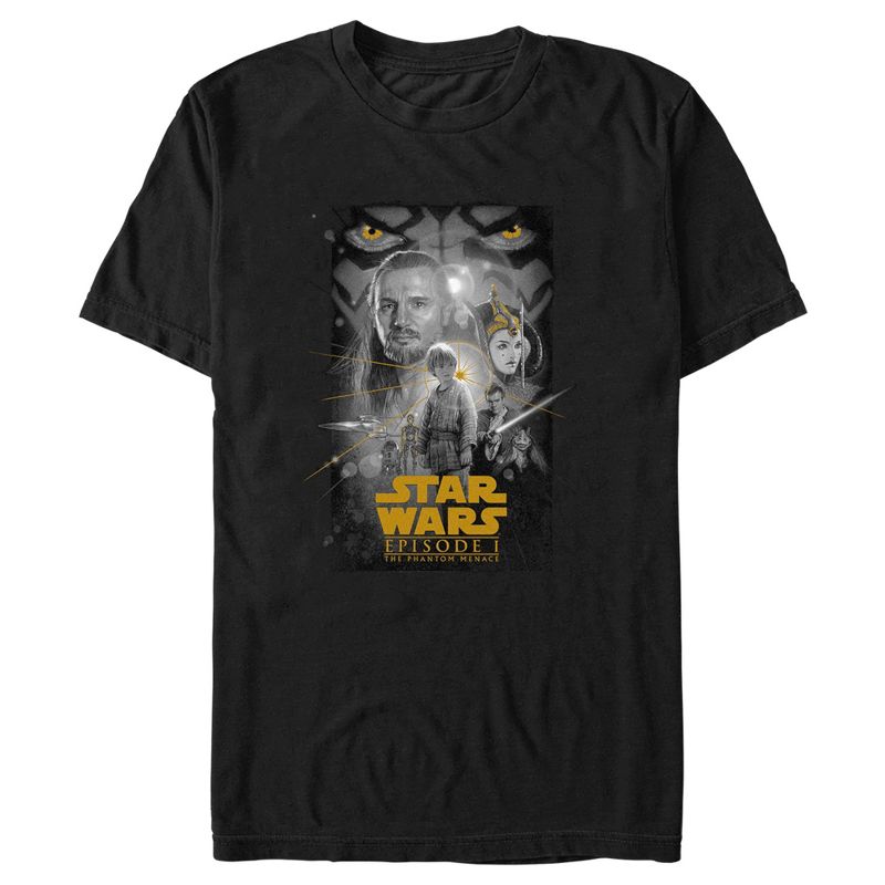 Men's Star Wars: The Phantom Menace Black and White Episode One Poster T-Shirt, 1 of 6