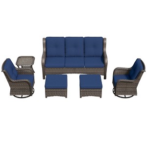 UPTION 6-Piece Wicker Outdoor Sectional Sofa Set - 1 of 4