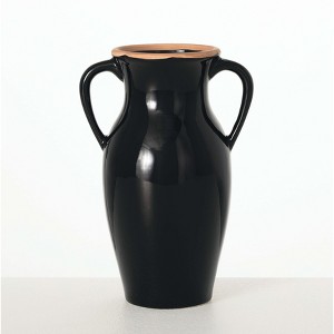 Sullivans Natural Rimmed Ceramic Vase With Handles  8" - 1 of 4