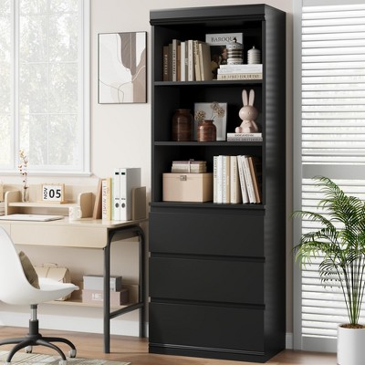 Bookcase with Drawers 70.27 Inches Tall Bookshelf Farmhouse Bookcases Wooden Deep Bookshelves Storage Cabinet Organizer