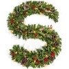 MOEPISY 9FT Prelit Christmas Garland with Warm LED Timer Lights, Frosted Pine Garland with Red Berries & Long Cedar Pinecones - 4 of 4