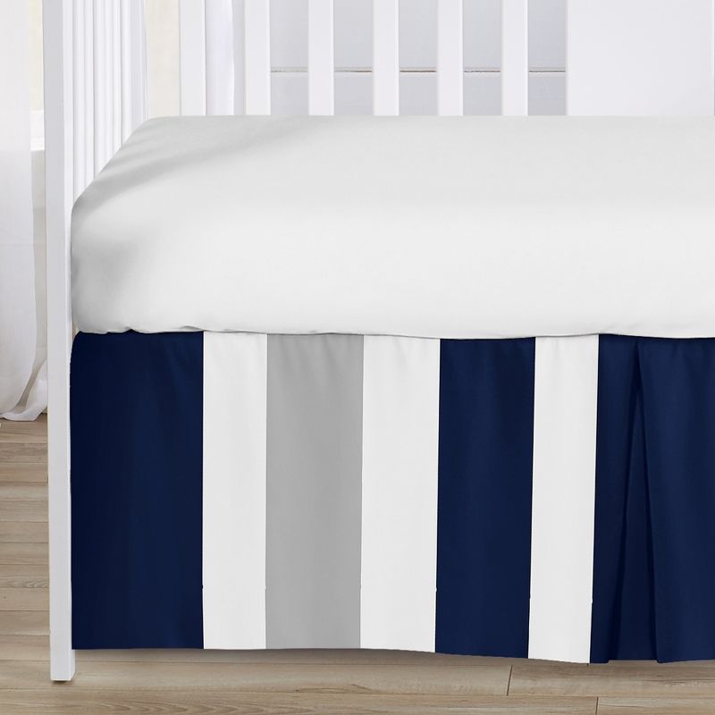 Sweet Jojo Designs Boy or Girl Gender Neutral Unisex Baby Crib Bed Skirt Stripe Blue and Grey, 4 of 5