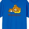 Rilakkuma Brown Bear Lying On A Pillow Crew Neck Short Sleeve Royal Blue Men's T-shirt - 2 of 3