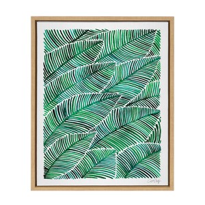 18" x 24" Sylvie Tropical Leaves Framed Canvas by Cat Coquillette Natural - Kate and Laurel - 1 of 4