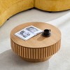 31.49" Round Fluted Coffee Table with Hidden Storage, Modern Pedestal Cocktail Table for Living Room, Apartment - Panipeachy - 3 of 4