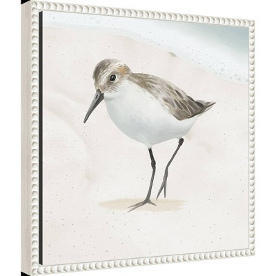 16"x16" Sandpiper on Beach Beaded Framed Canvas Art