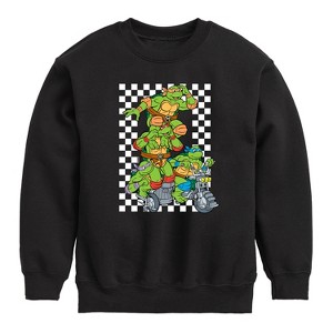 Boys' - Teenage Mutant Ninja Turtles - Checker Graphic Graphic Long Sleeve Fleece Sweatshirt - 1 of 4