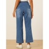 Allegra K Women's High Waisted Stretchy Straight Leg Buttoned Loose Denim Jeans - 3 of 4