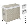 18.3"Laundry Hamper With Lid PE Rattan Powder Coating Frame Clothes Hampers with 02 Removable Bags,Brown - 2 of 4