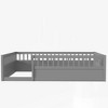 DOMETOUR Full Floor Bed Frame with Fence, Wood Kids Floor Beds Frame for Bedroom Playroom,Gray(Expect arrive date Jul. 10th) - 3 of 4