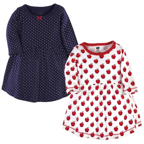 Hudson Baby Infant and Toddler Girl Cotton Long-Sleeve Dresses 2pk, Apple - image 1 of 3