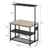 Kitchen Island, Bakers Rack Microwave Stand with 3-Tier Storage, 5 S-Hooks, Metal Coffee Bar Table, Multi-Purpose Shelf with Extra-Thick Tabletop - 2 of 4