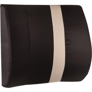 HealthSmart Lumbar Support Pillow, Back Pillow, Office Chair Pillow with Insert and Strap, Black with Tan Stripe, 14 x 13 Inches - 1 of 4