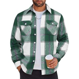 COOFANDY Men Flannel Shirt Casual Button Down Shirt Jacket Long Sleeve Plaid  Shirts with Pockets GREEN XL : Target