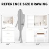 Makeup Vanity Table with Flip Top Mirror, LED Light & Power Outlet, White Glass Surface with Stool and Drawers-Cuddlewood - 3 of 4