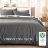 400 Thread Count Organic Cotton Sateen Duvet Cover and Sham Set by Bare Home - 3 of 4
