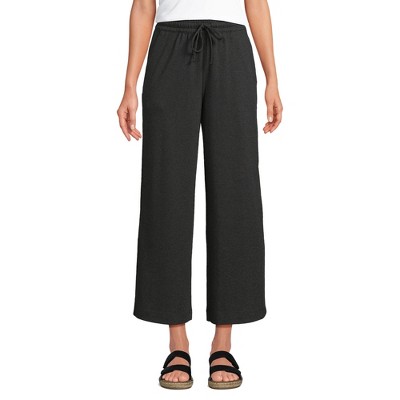 Lands' End Women's Sport Knit Pull On Drawstring Wide Leg Crop Pants