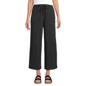 Lands' End Women's Sport Knit Pull On Drawstring Wide Leg Crop Pants - 1 of 3