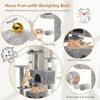 Aukfa 54-Inch Cat Tree Tower with Scratching Posts, Double Condos & Dangling Toys - Beige Pet Playhouse for Kittens and Cats, Light Gray - 3 of 4