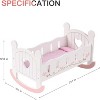 ROBOTIME Wooden Doll Cradle Rocking Baby Crib Bed,Toys for Dolls Girl,Fits Dolls up to 18 inches,White,7.39''*13.4''*12.6'' - 4 of 4