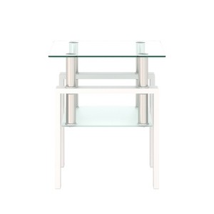FONTOI Coffee Table with Tempered Glass, Tea Table, End Table, Square Table for Living Room Bedroom, White&Transparent, 17.72"*20.5"*17.72" - 1 of 4