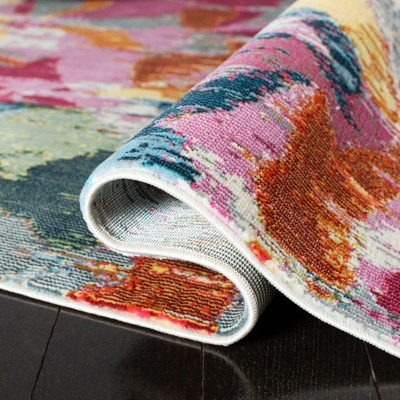 Lillian Gray and Pink Floral 4' x 6' Synthetic Area Rug