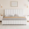 Boho Farmhouse Linen Upholstered Platform Bed Frame with 4 Storage Drawers, Adjustable Headboard with Wooden Slats Support, No Box Spring Needed - 3 of 4