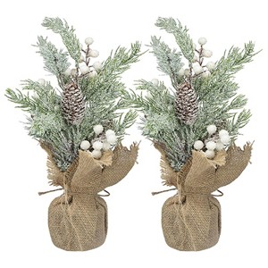 Gulches Series  Green Shatterproof Real Touch Pine Tree in Pot Christmas Ornament - 1 of 4