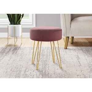 CAVINAS 14" Round Footrest Ottoman with Metal Hairpin Legs,Contemporary Accent Footstool with Plush Upholstery for Living Room,Home Decor - 1 of 4