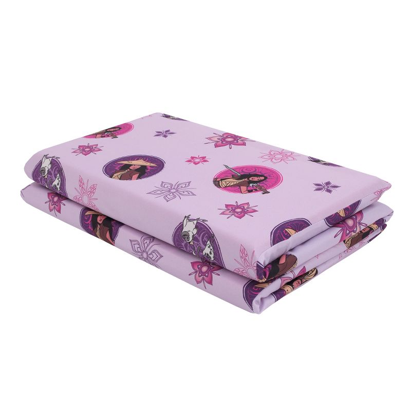 Disney Raya and the Last Dragon Mythic Pop with Ongis Lavender, Purple, and Magenta Flowers Preschool Nap Pad Sheet, 4 of 6