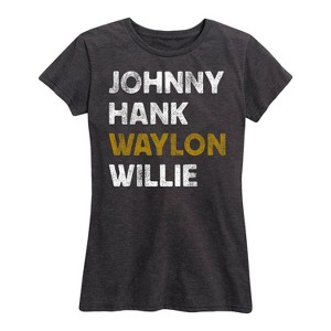 Women's - Country Casuals - Johnny Hank Waylon Willie Short Sleeve Graphic T-Shirt - 1 of 4