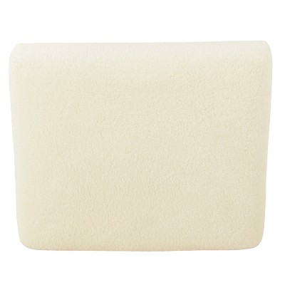 Cream Faux Sheepskin Square Ottoman with Black Metal Base