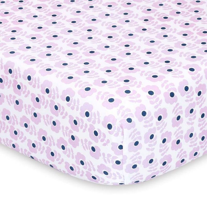 The Peanutshell Fitted Crib Sheets - Purple Butterfly and Purple Ditsy Floral - 2pk, 4 of 8
