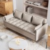 Modern 3-Seater Faux Leather Sofa with Lift-Up Chaise & Hidden Storage – Adjustable Height Lounge Couch with 5 Decorative Pillows, Brown - 4 of 4