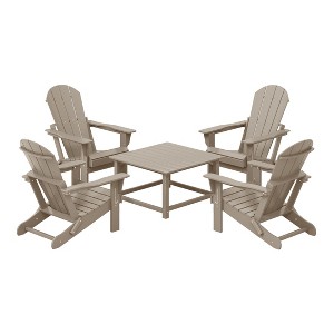 WestinTrends Malibu 5-Piece HDPE Adirondack Chair Outdoor Patio Square Table Conversation Set - 1 of 4
