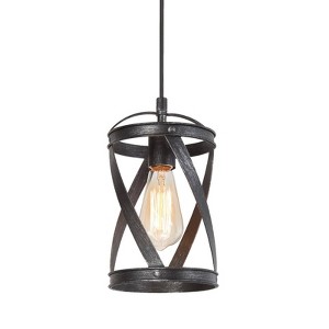 LNC Mocha 1-Lights 6“ Farmhouse Cylinder Mini Pendant  Lights,Brushed Silver Black - 1 of 4