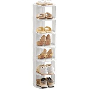 Space-Saving Shoe Rack for Small Spaces - Vertical Plastic Organizer Fits in Narrow Entryways & Closets, Free-Standing Design - 1 of 4