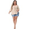 Agnes Orinda Women's Plus Size Sweetheart Neck Drawstring Ruched 3/4 Sleeve Casual Peplum Shirts - 3 of 4