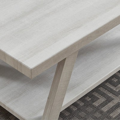 Athens 14'' White Hardwood Rectangular Side Table with Shelf