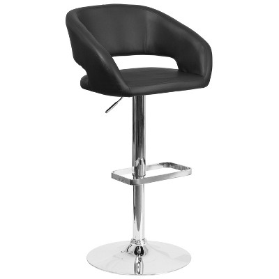Contemporary Cozy Mid-Back Adjustable Stool with Chrome Base
