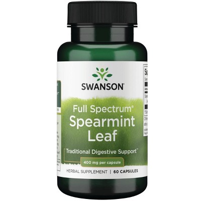 Swanson Herbal Supplements Full Spectrum Spearmint Leaf 400 mg 60 Caps.