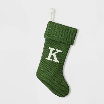 Knit Monogram Christmas Stocking Green K - Wondershop™ : Target