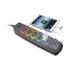 Kensington SmartSockets Color-Coded Strip Surge Protector, 6 AC Outlets, 7 ft Cord, 945 J, Black - 3 of 4