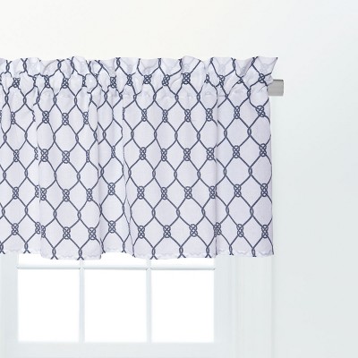 Nautical Navy and White Cotton Rod Pocket Valance