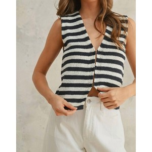 Women's Stripe Vest Top - MIOU MUSE - 1 of 3